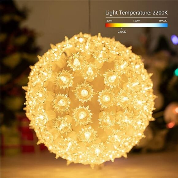 6” Christmas Starlight Sphere Outdoor Clear Lighted Ball Hanging Lights - Picture 5 of 7